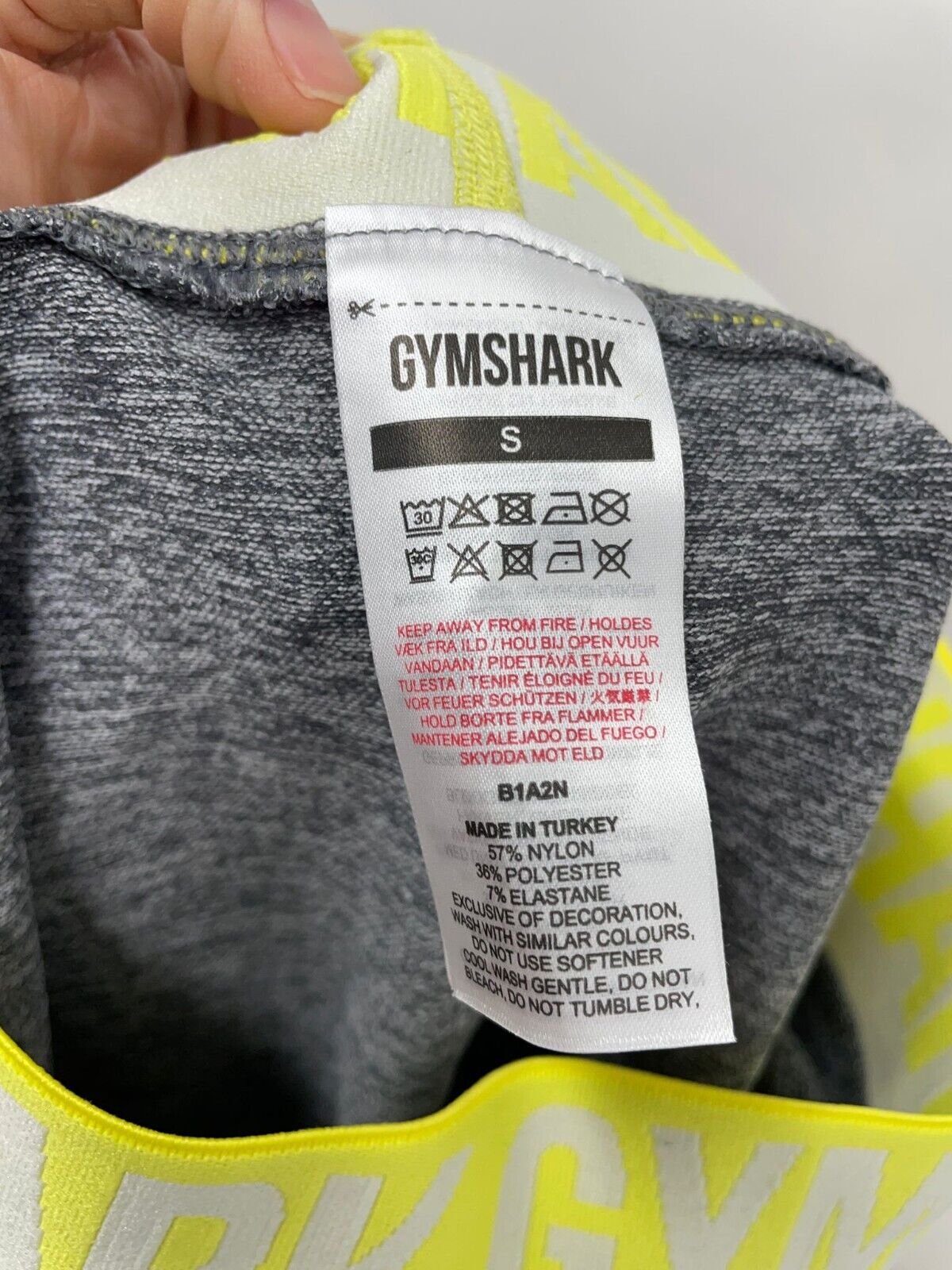 Gymshark Womens S Flex Low Rise Legging Gym Athletic Charcoal B1A2N Yellow
