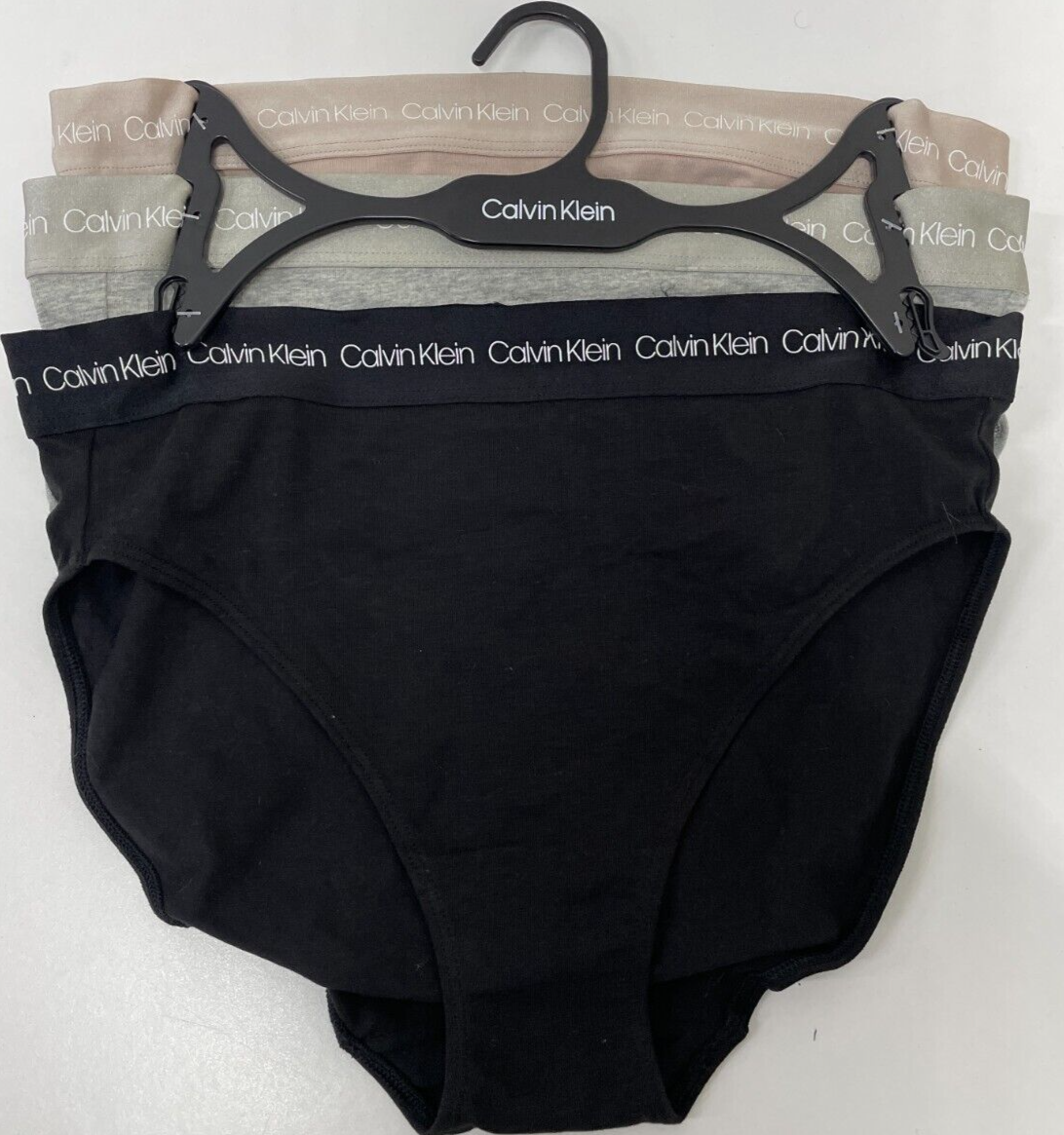 Calvin Klein 3 Pack Womens M Jacquard Waist Cotton Brief Bikini Underwear Panty