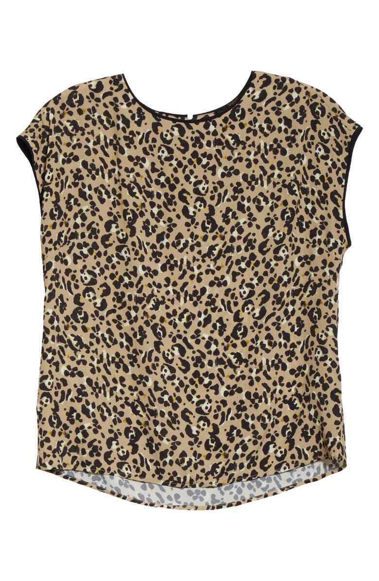 Seventy Venezia Womens 12 Camica Leopard Print Blouse Top Shirt Keyhole Beige
