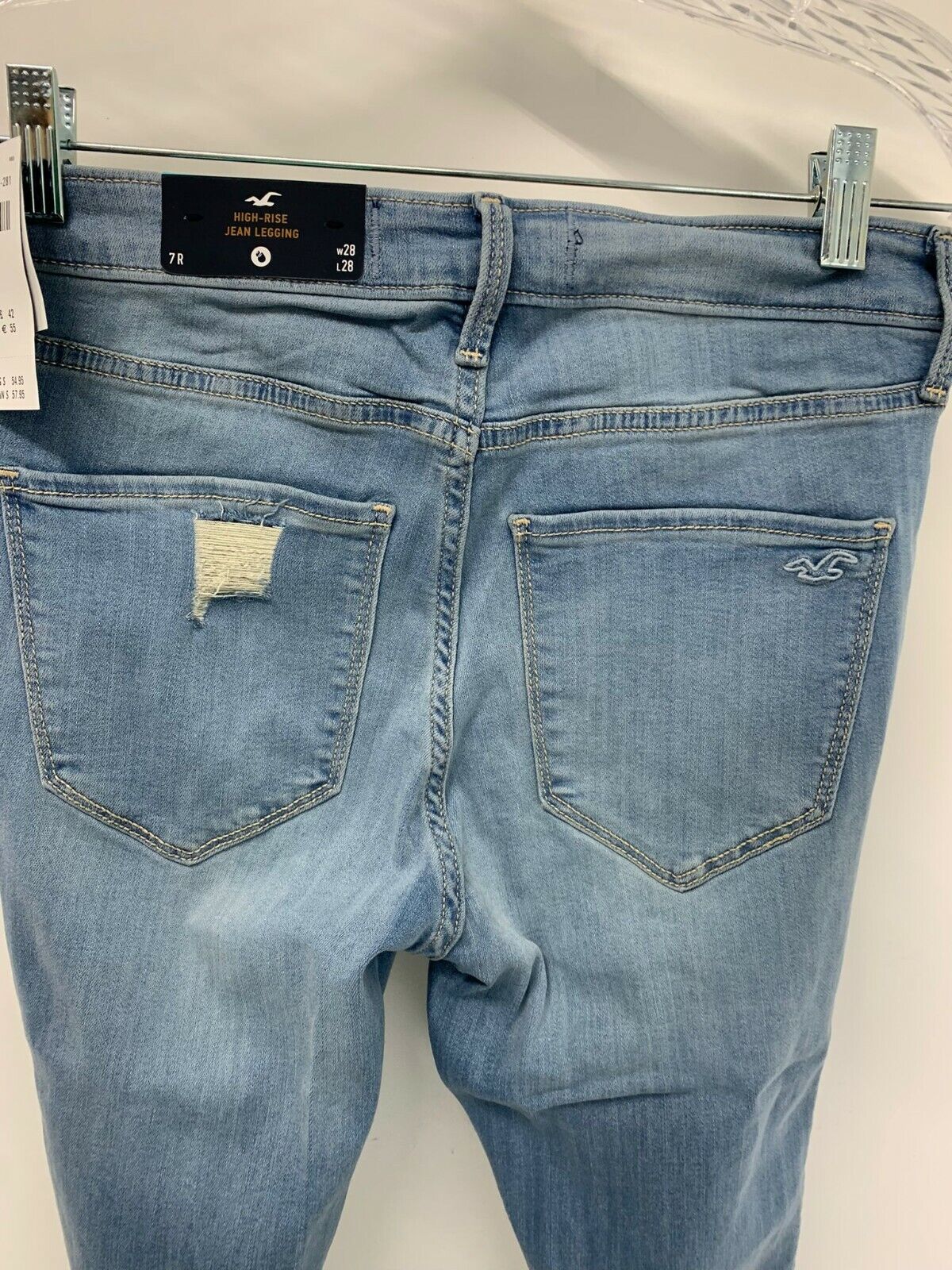 Hollister Womens 7R Light Wash High Rise Jean Legging Skinny Jeans Denim Ripped