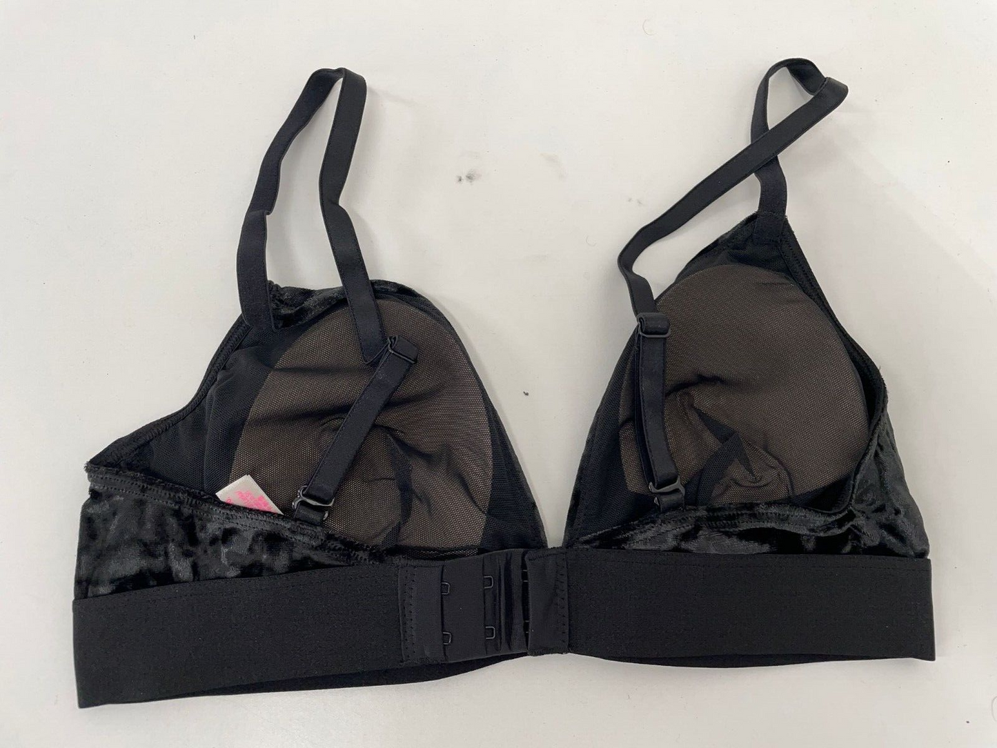 PINK Victoria's Secret Womens S Velvet Triangle Bralette Bra Pure Black