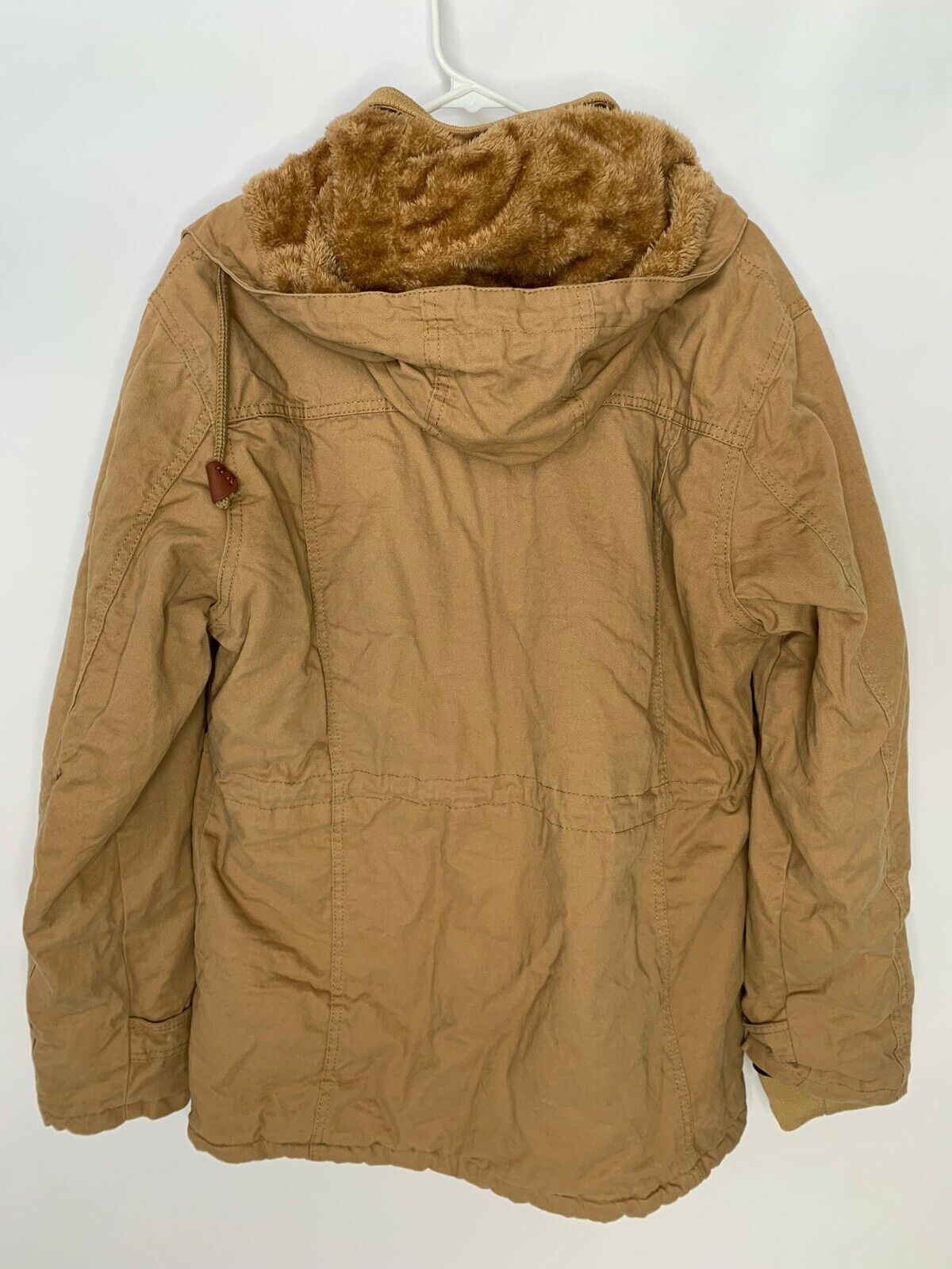 David Outerwear Mens L Survival Cotton Jacket Coat Sherpa Lined Peru Beige Tan