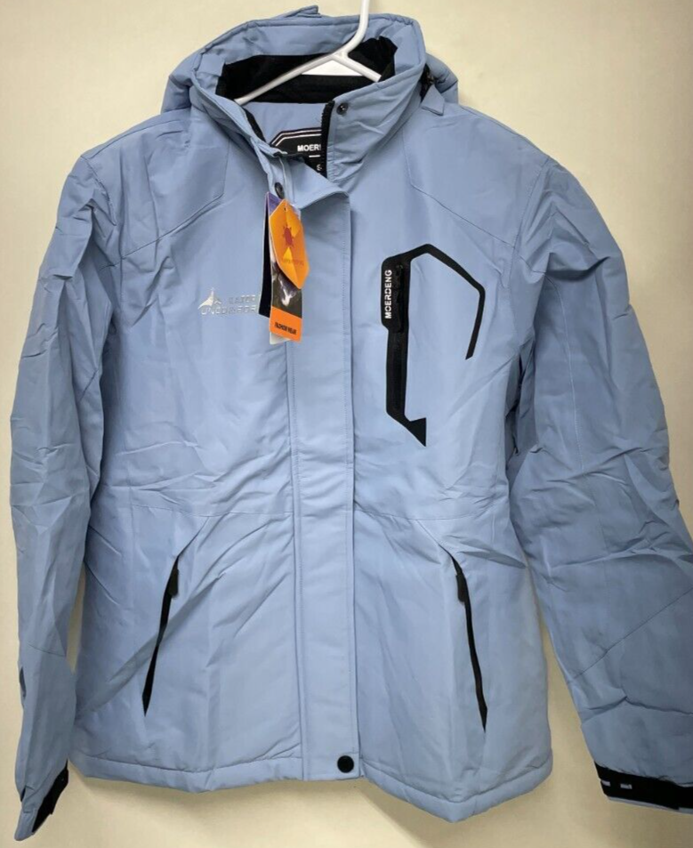 Moerdeng Womens S Waterproof Ski Jacket Blue Hooded Winter Snow Coat LIN816B