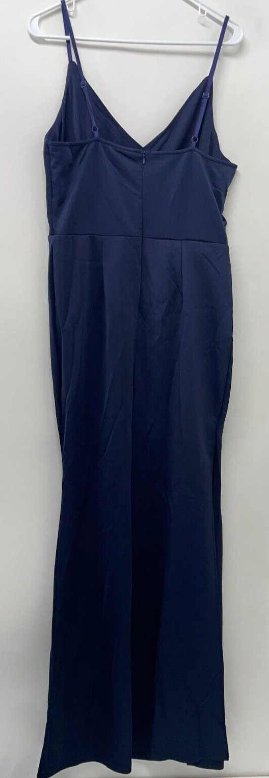 Showpo Womens 10 Linking Love Slip Maxi Dress Navy Pleated Back Zip Thigh Split