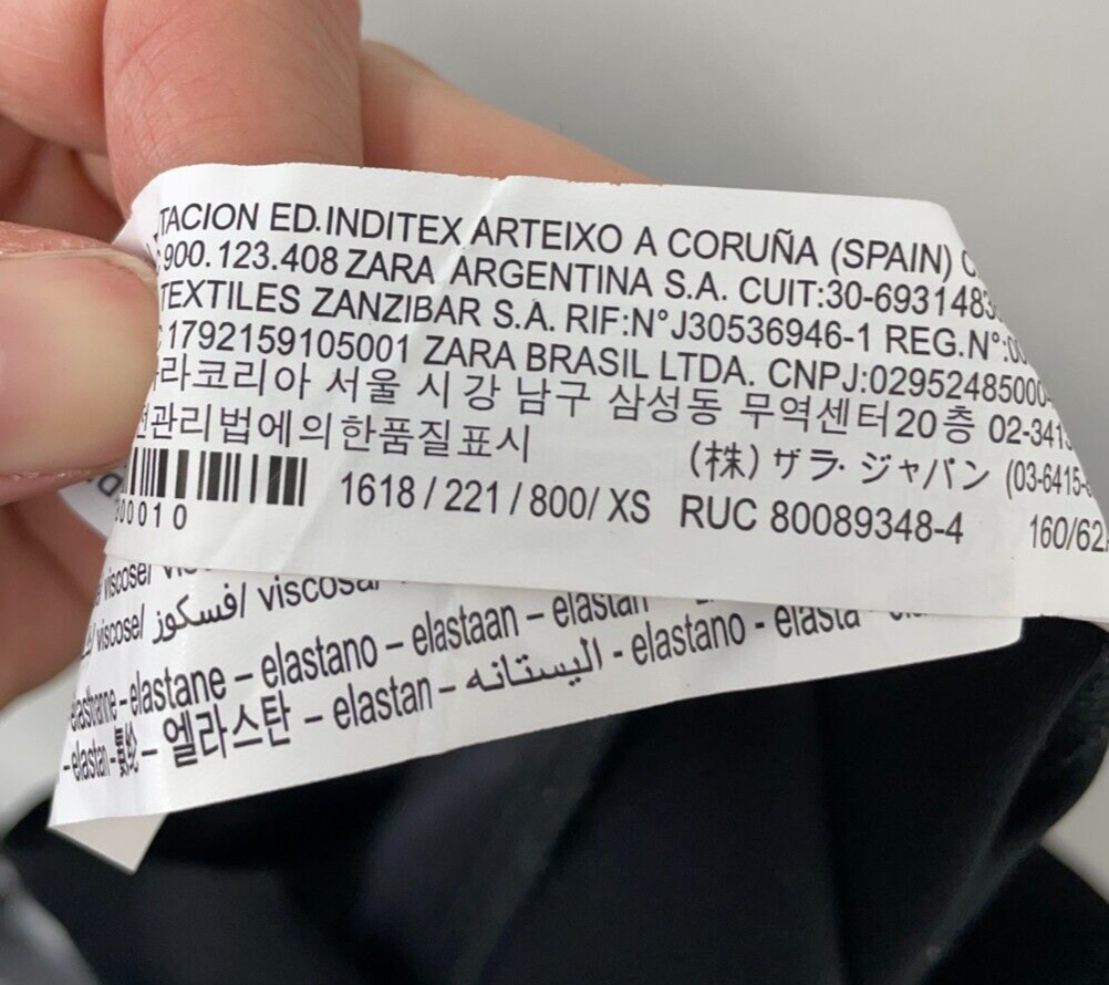 Zara Womens XS Slit Tube Skirt Black High Waisted Midi Length 1618/221/800