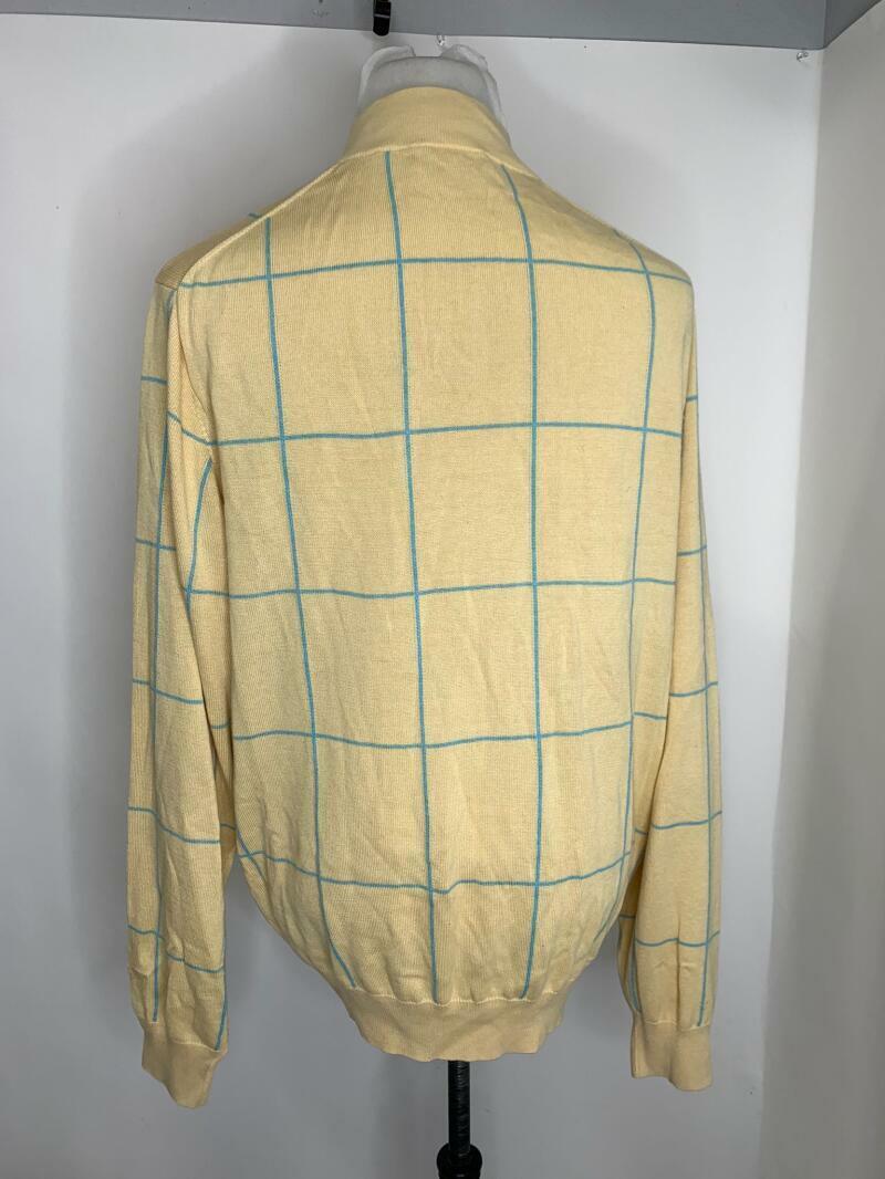 Peter Millar Men XL Yellow Silk Cashmere Southern Hills Golf Quarter Zip Sweater