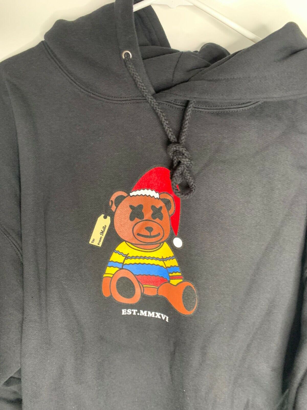 Mellogang Mens Adult XL Black Buddy Bear Hoodie Sweatshirt EDM Marshmello