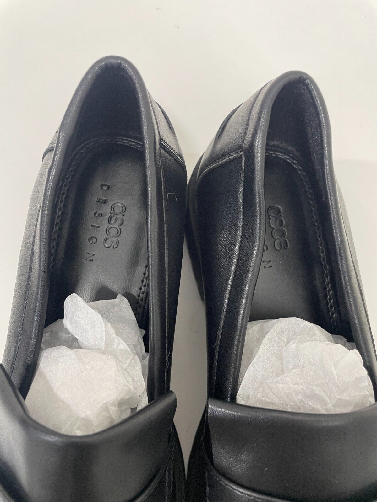 ASOS Women's 7 Melon Chunky Loafers Black Matte Faux Leather Y2K 90s Fringe NEW