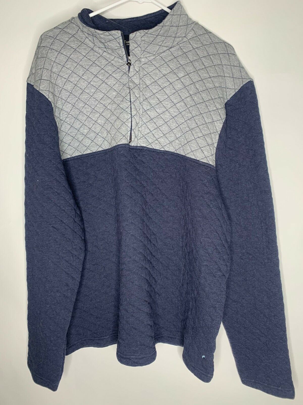 Tailor Vintage Mens Quilted Quarter Zip Pullover Sweater Sweatshirt Knit Jacket