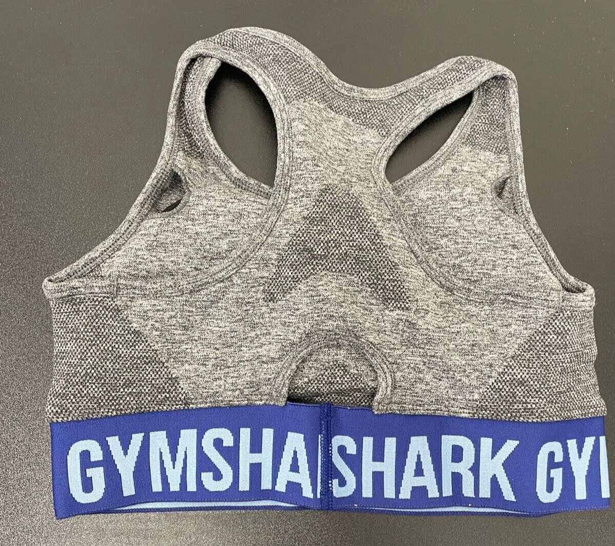 Gymshark Womens S Flex Sports Bra Charcoal Gray Marl Blue Banded B1A6P-GBFH