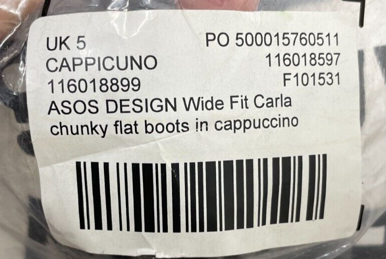 ASOS Design Womens 7 Wide Fit Carla Chunky Flat Knee Boots Cappuccino 116018597