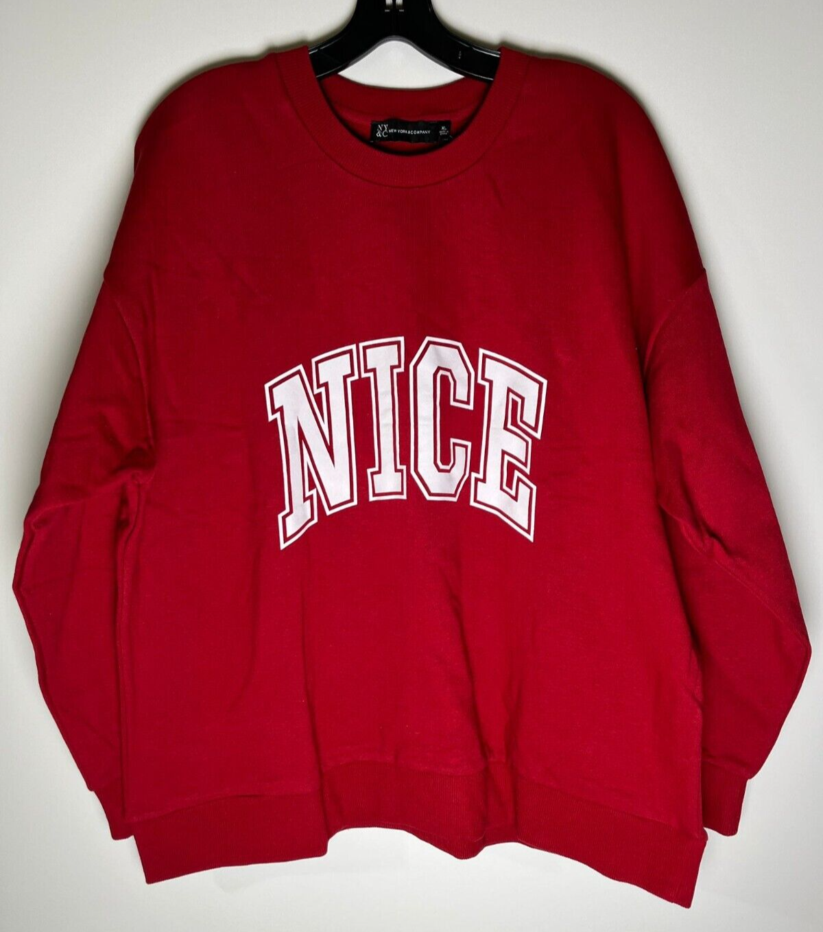 NY&C Womens XL Pullover Sweatshirt Christmas Red Nice 45713624 Fleece Holiday