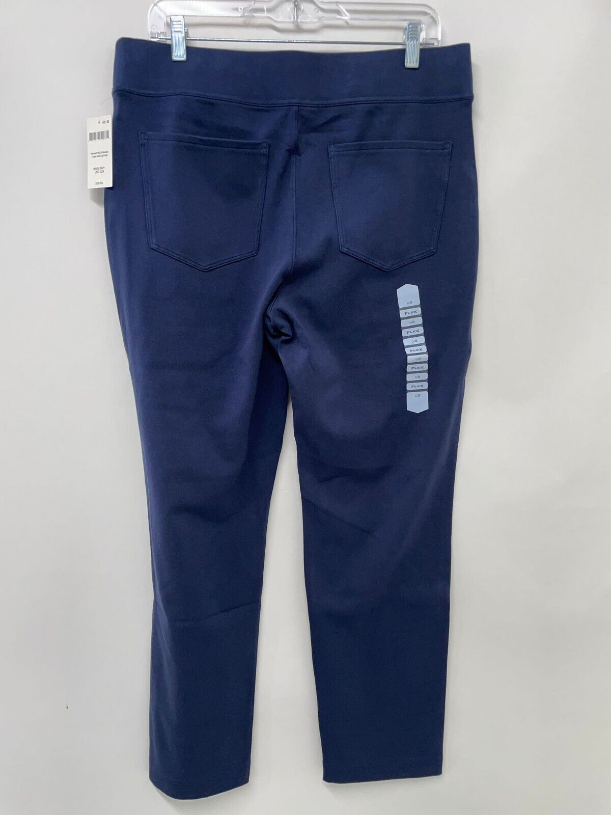 Duluth Trading Co Womens L NoGA Naturale Cotton Slim Leg Pants Navy 20936