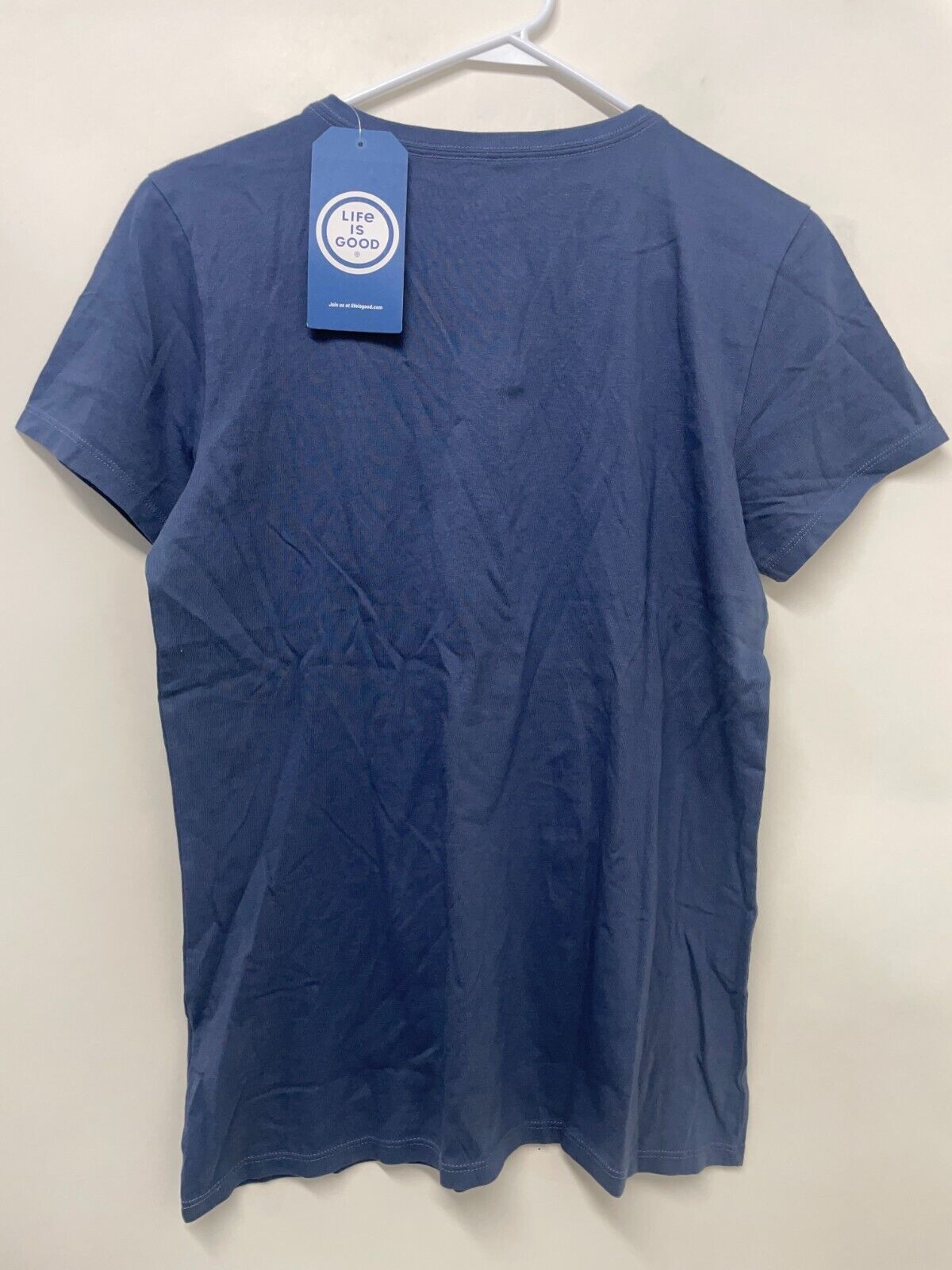 Life is Good Women's M Three Daisies Crusher Vee Tee Blue T Shirt V-Neck NWT