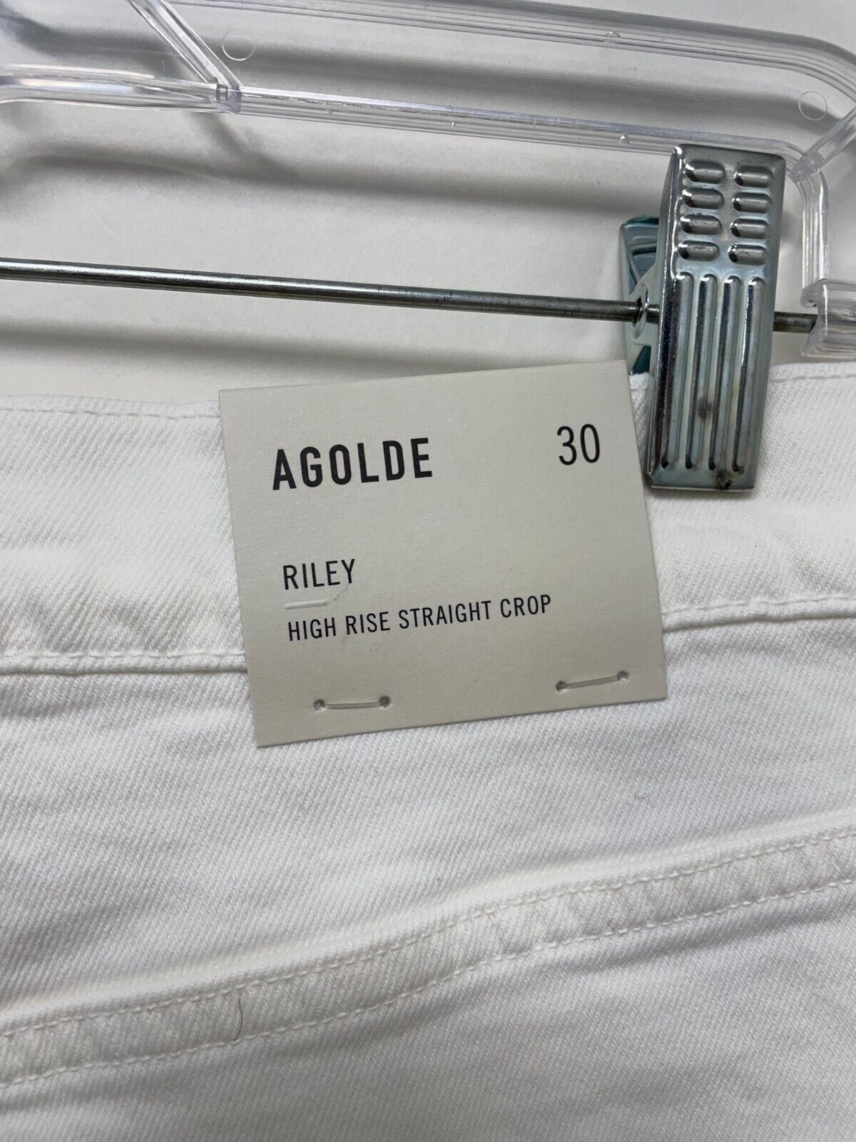 Agolde Womens 30 Riley High Waist Crop Straight Leg Jeans White Button Fly Denim