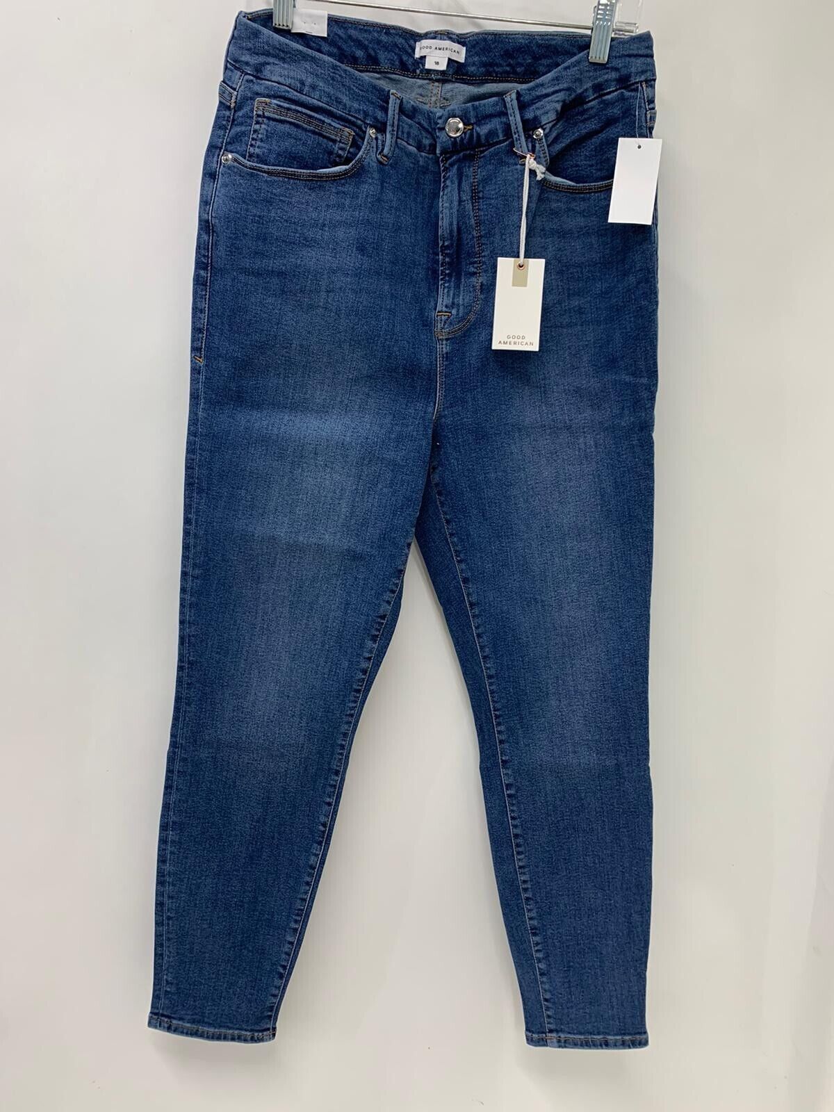 Good American Womens 18 Good Legs Crop Extreme V Jeans Blue615 Denim High Waist