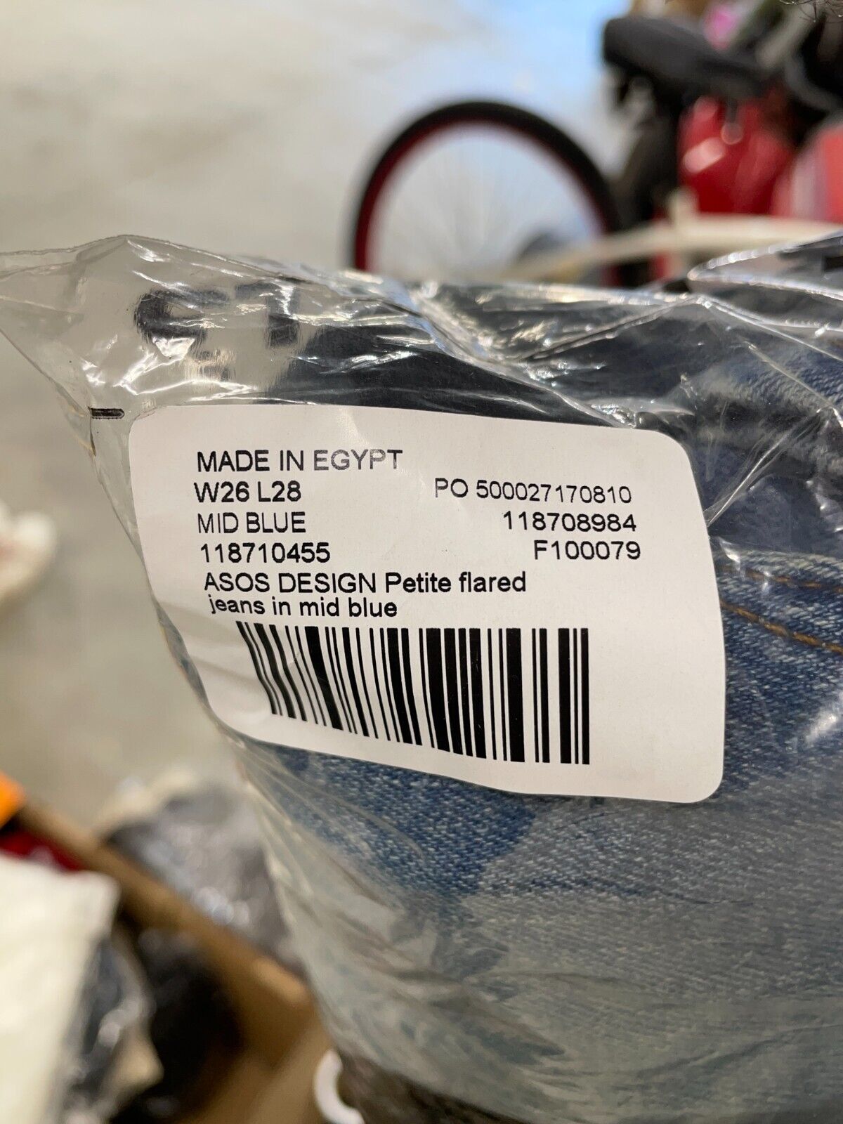 ASOS Design Womens 26x28 Petite High-Rise Flared Jeans Mid Blue 118708984