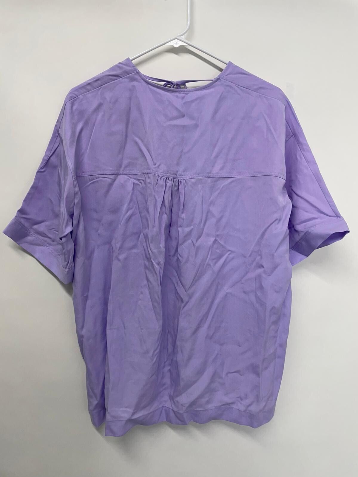 COS Womens 34 Lilac Tie Front V Neck Top Shirt Blouse Purple