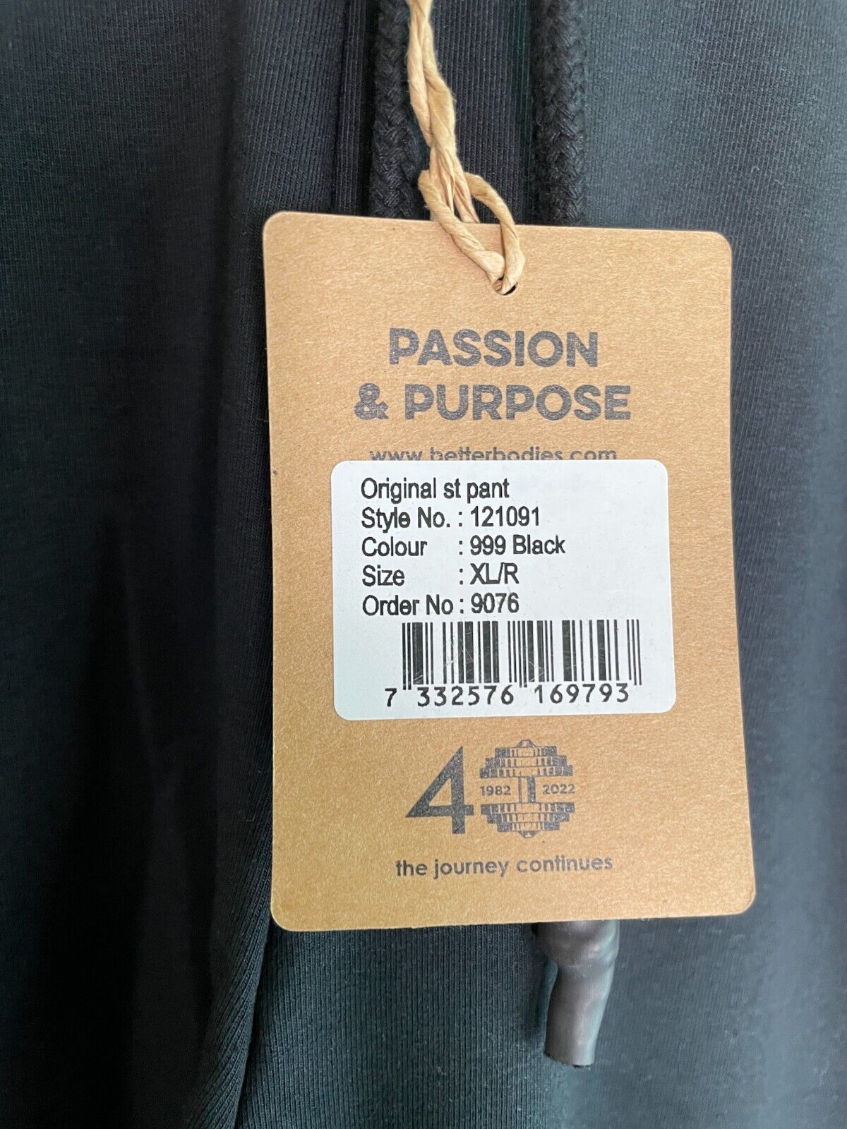 Better Bodies Men XL Original Standard Sweatpants Black Straight Leg 121091 Pant