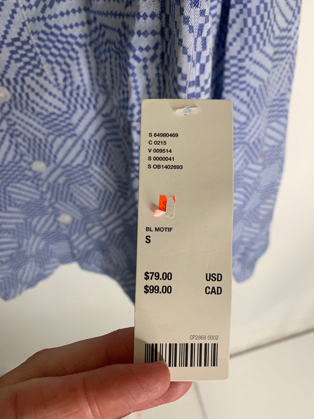 Urban Outfitters Mens S Blue Geometric Twill Button Down Over Shirt Jacket