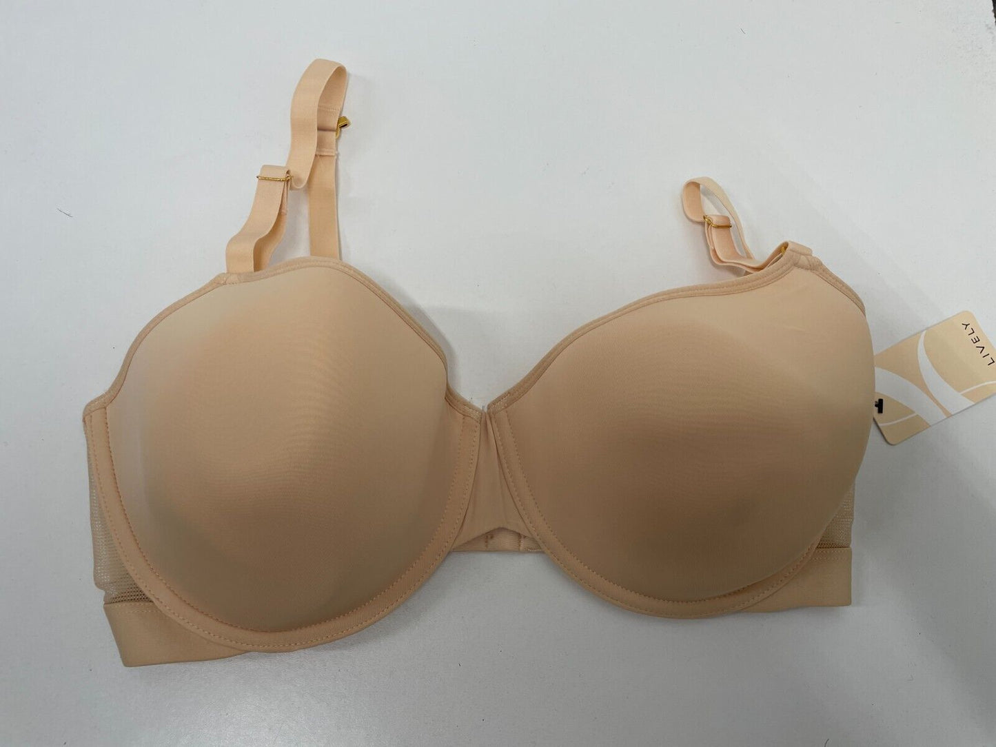 Lively Womens 36DDD The All-Day T-Shirt Bra Beige Underwired Mesh Wing 42666