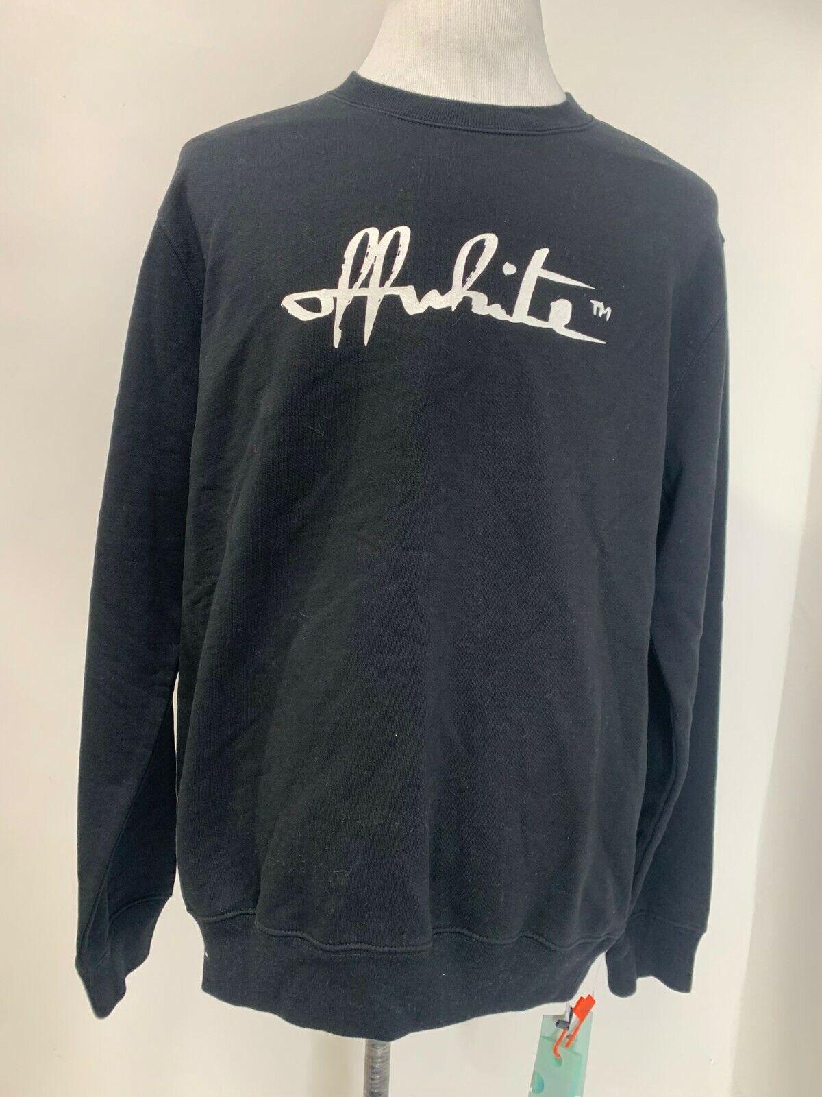 Off-White Womens L Script 21 Crewneck Pullover Sweatshirt Mens