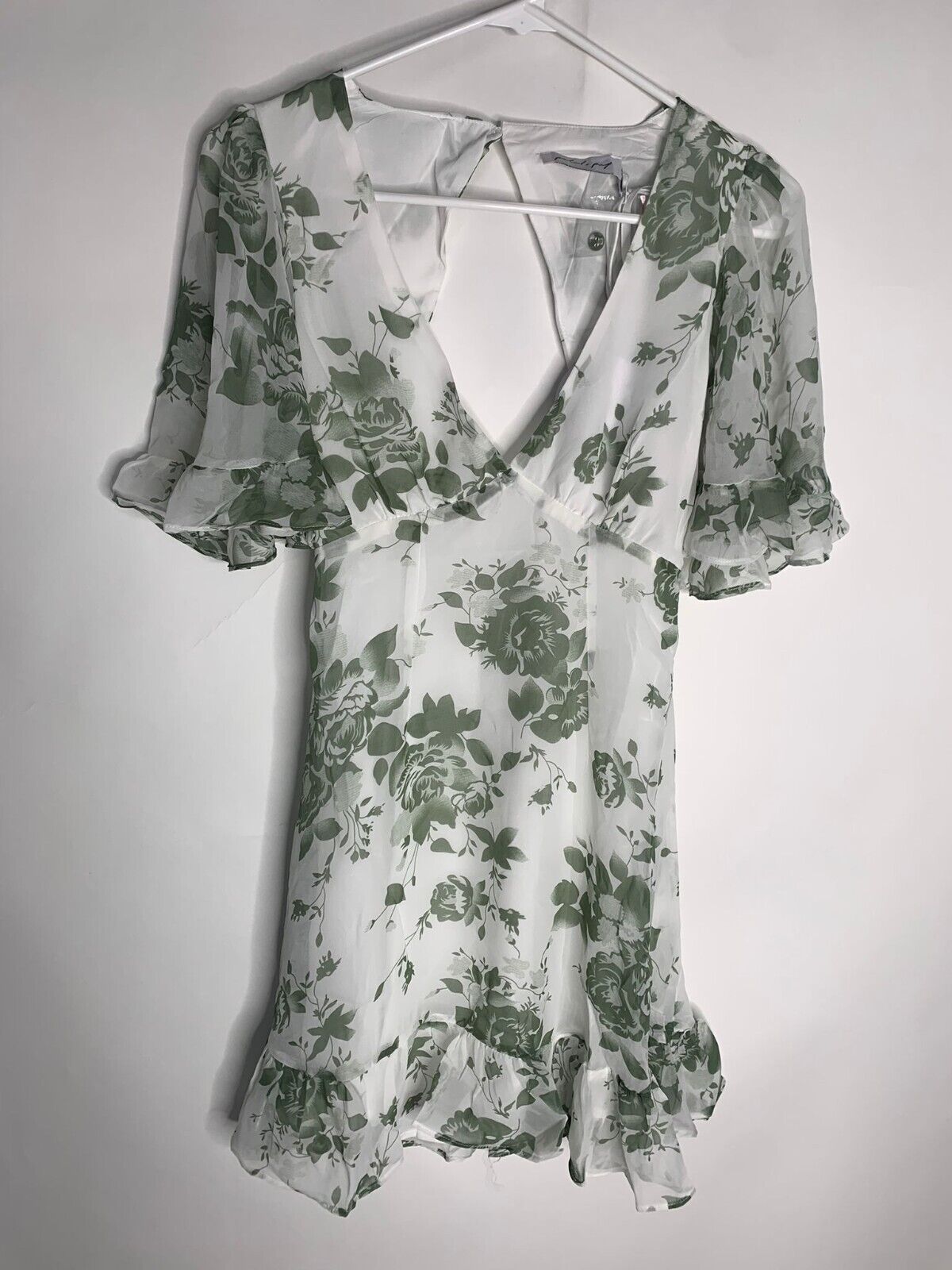 Petal + Pup Womens 2 Wilmington Sun Dress Sage Green Floral Cutout Back Mini