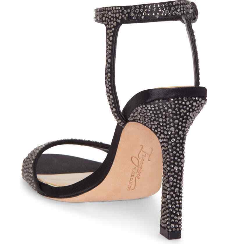Imagine Vince Camuto Womens 8.5 Black Reshi 3 Embellished Ankle Strap Sandal