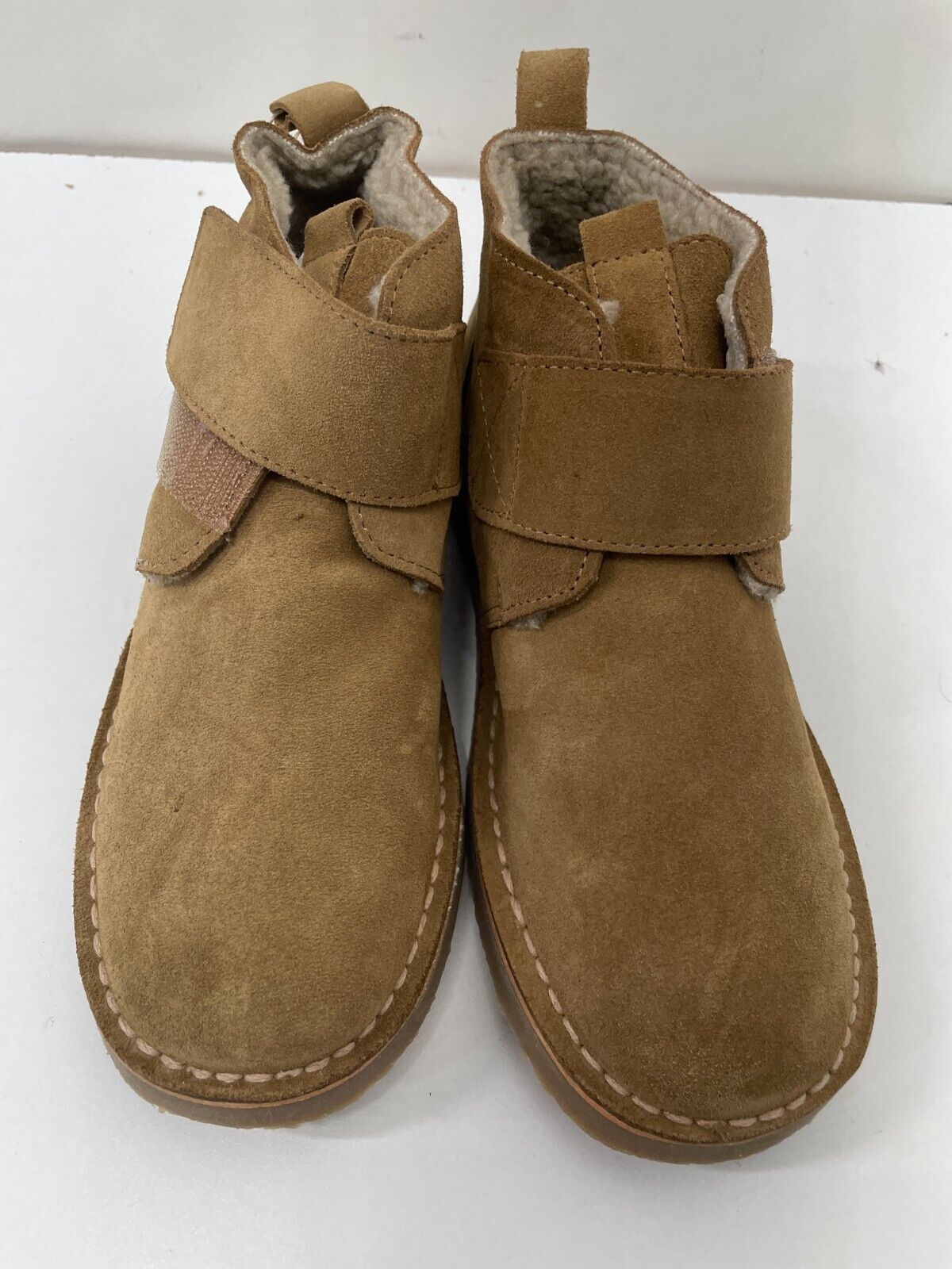 Zara Kids Girls 3.5 Leather Ankle Boots Brown Suede Hook & Loop 1150/030