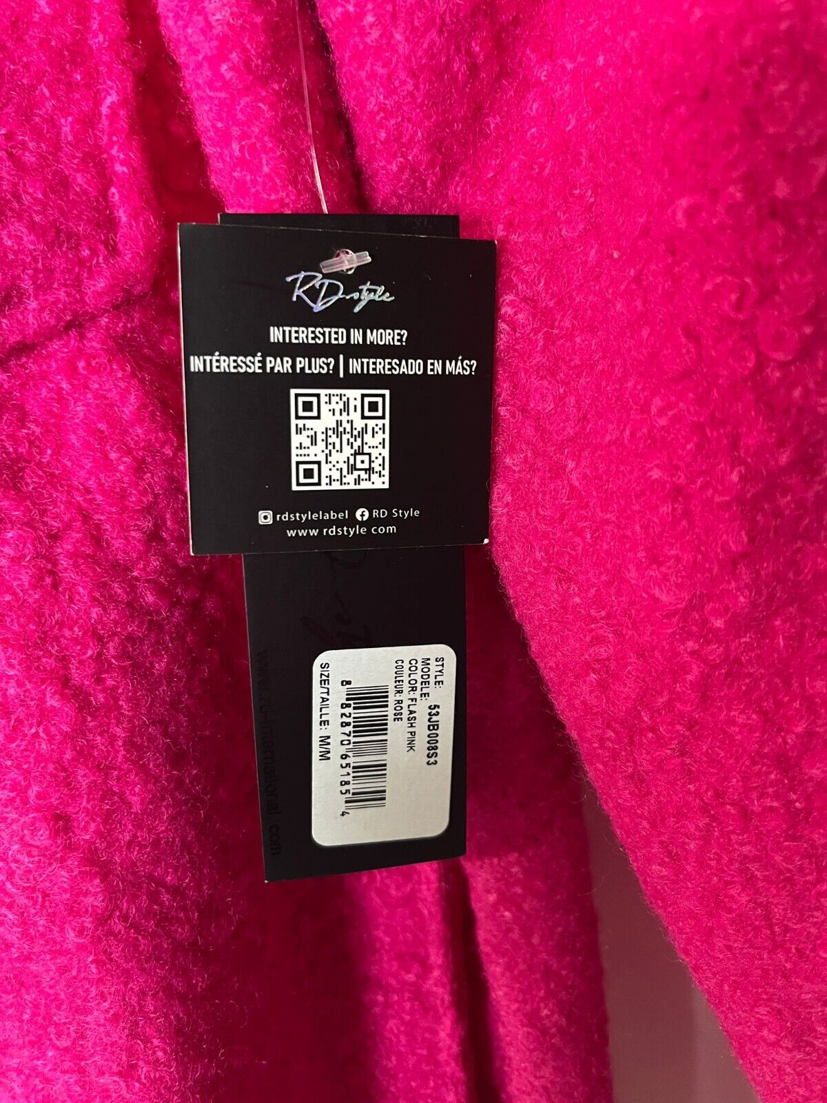 RD Style Womens M Unlined Shacket Button Down Shirt Jacket NY&C Flash Hot Pink