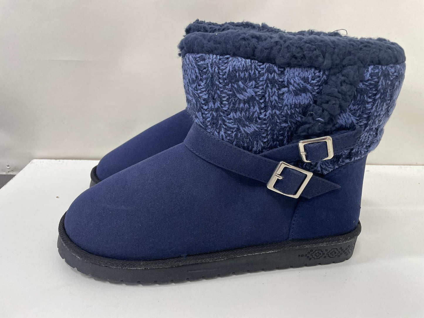 Muk Luks Essentials Womens Navy Blue Alyx Boots 15023-410 Sherpa Ankle Winter