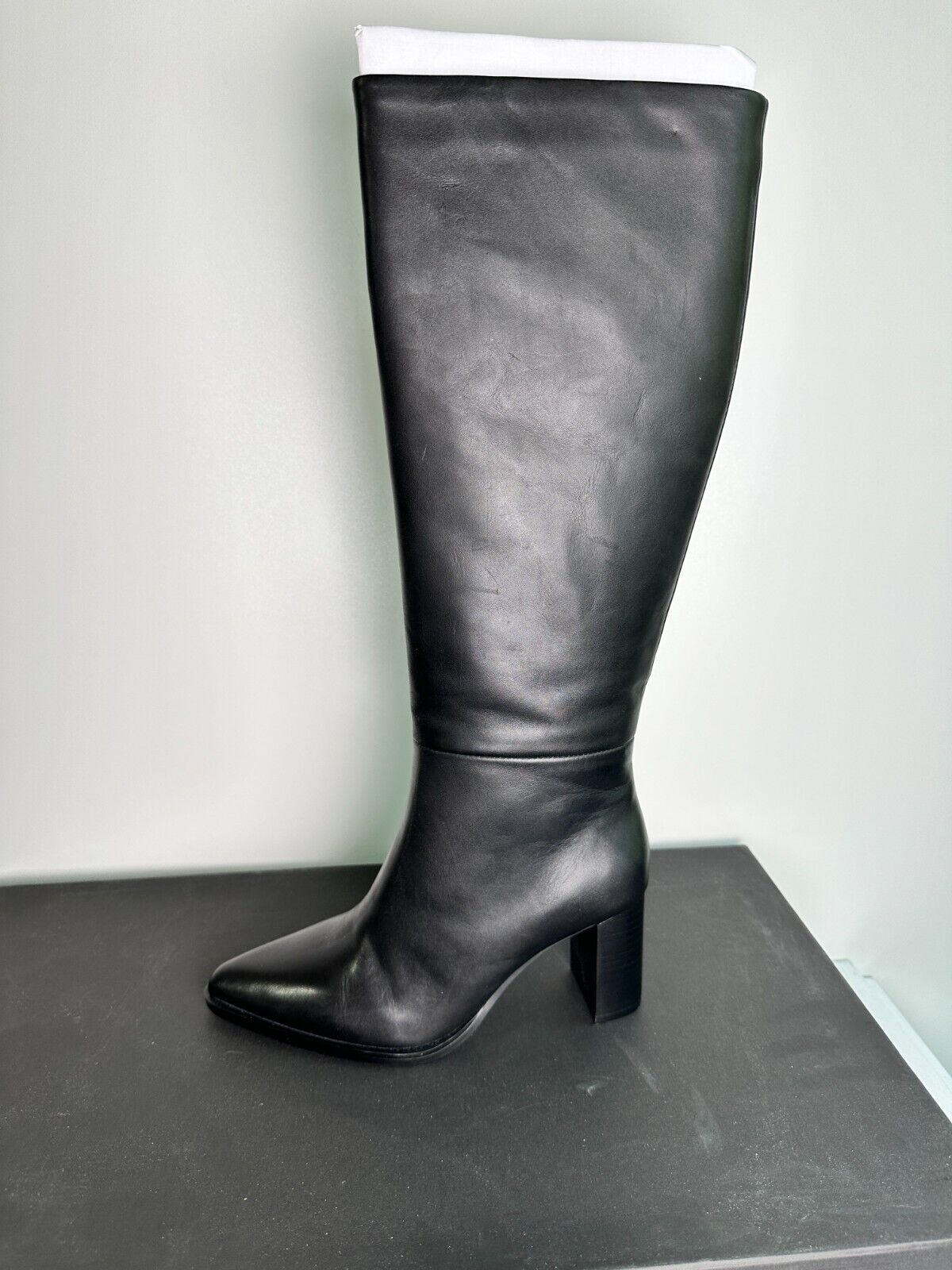 Tony Bianco Women's 5.5 Peppe Black Como Leather Calf Boots Pointed Toe