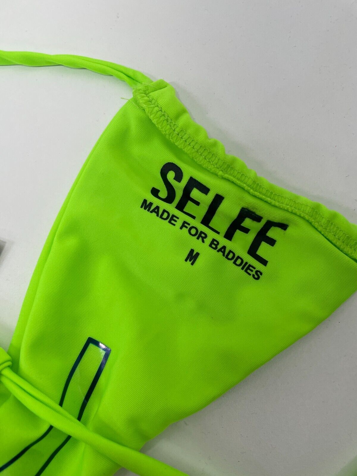 Selfe Women's M Halter String Bikini Set Lime Green 2-Piece Triangle Cheeky NWT