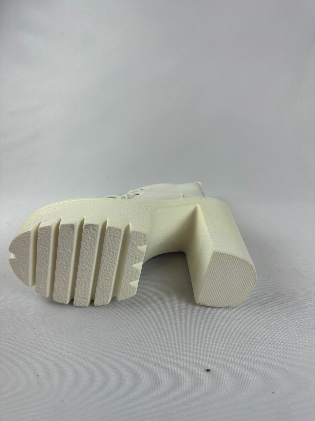 Womens Size 38 White Leather Platform Chunky High Heeled Boots Cosplay Costume