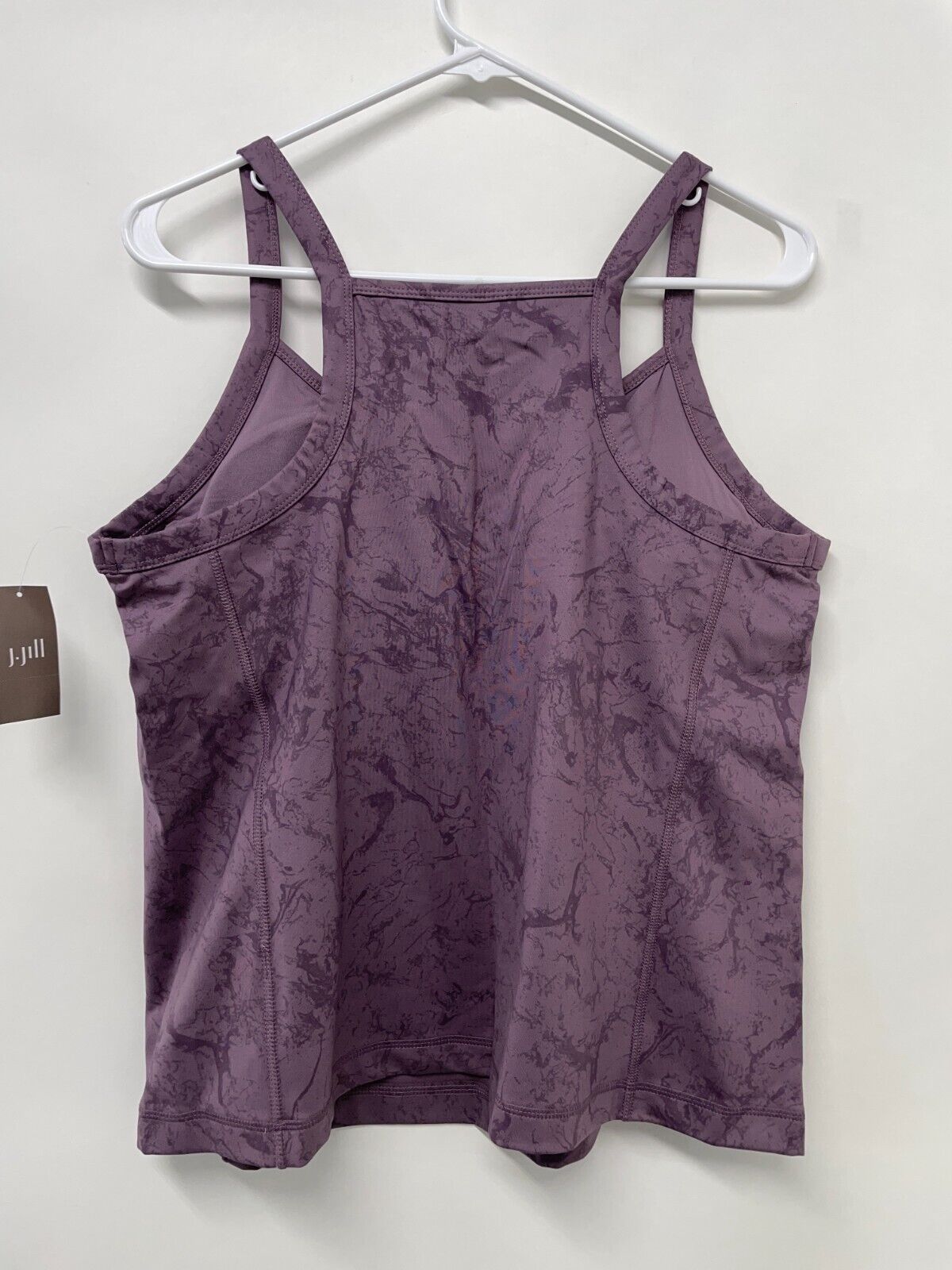 J. Jill Women's L Fit Performance Shelf-Bra Tank Violet Marble Round Neck 239721