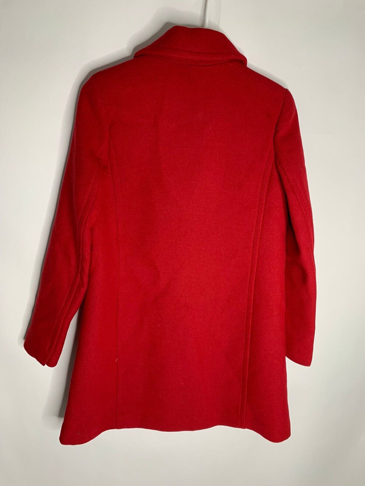 MNG Mango Womens XS Knitted Longline Coat Wool Blend Overcoat Red