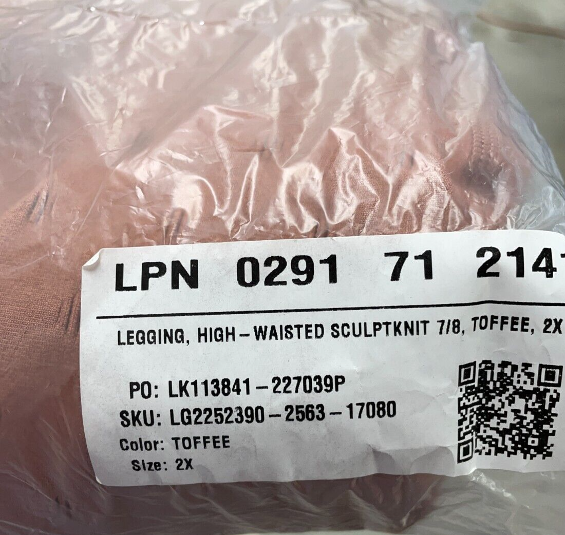 Fabletics Women's Plus 2X SculptKnit High-Waist 7/8 Legging Toffee Warp Knit NWT