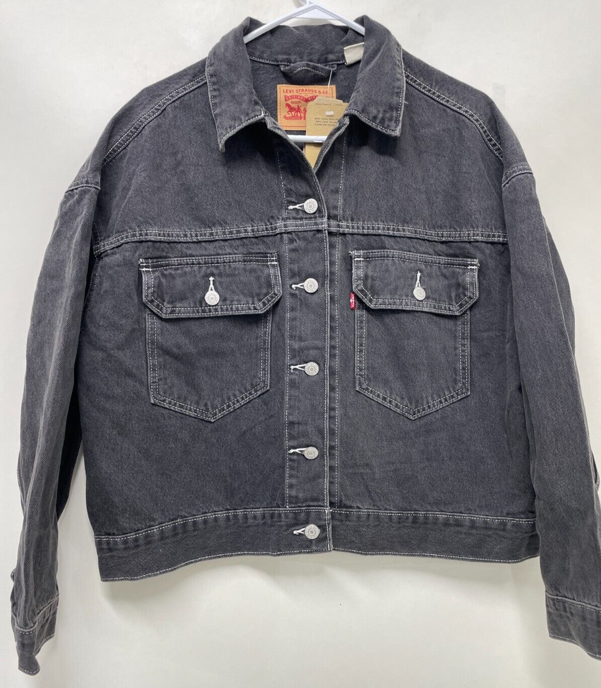Levi's Women's L Trucker Carpenter Jacket Black Denim Classic A3483-0000 NWT