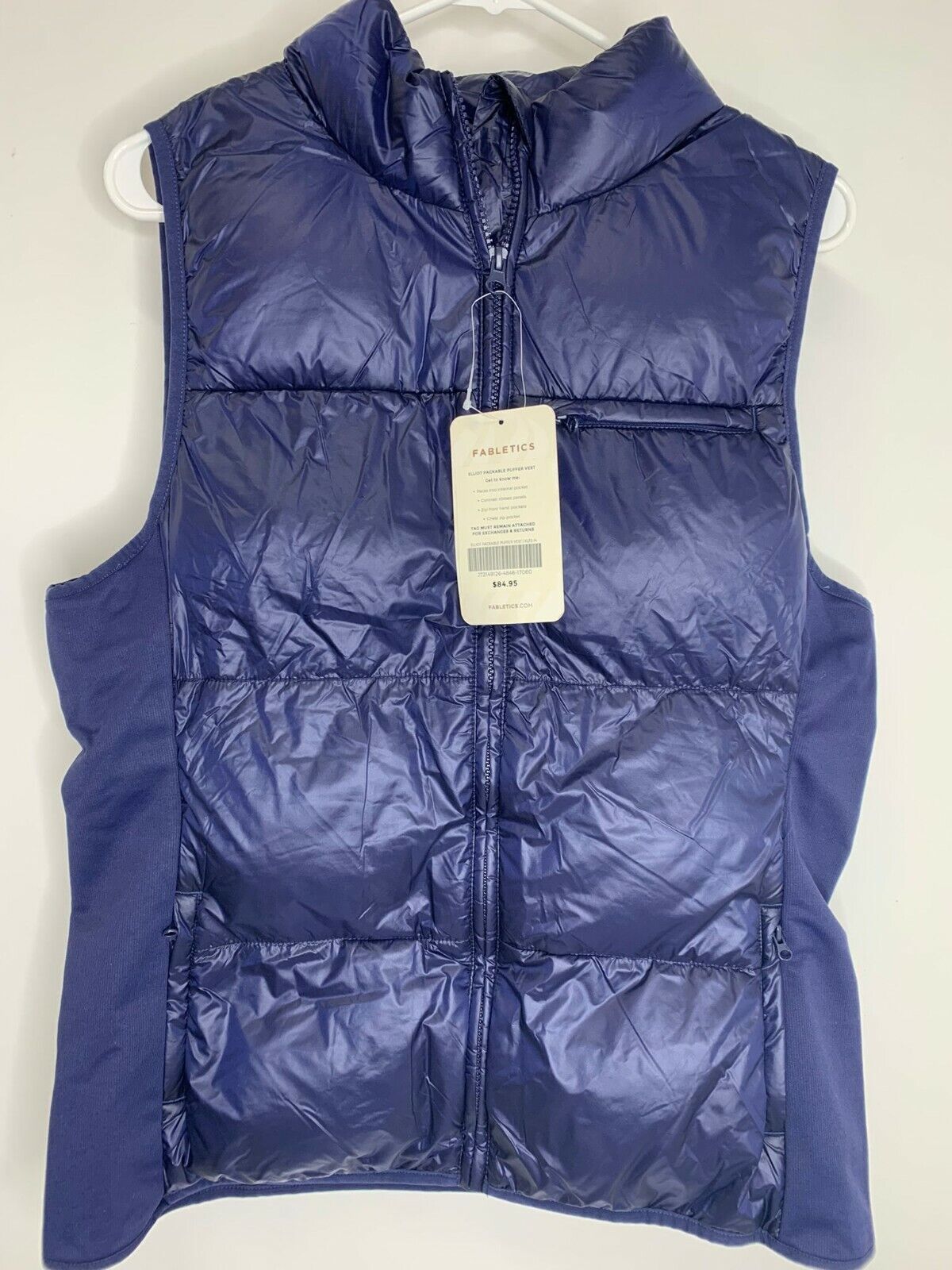 Fabletics Womens XL Elliot Packable Puffer Vest Zip Up Deep Navy Blue