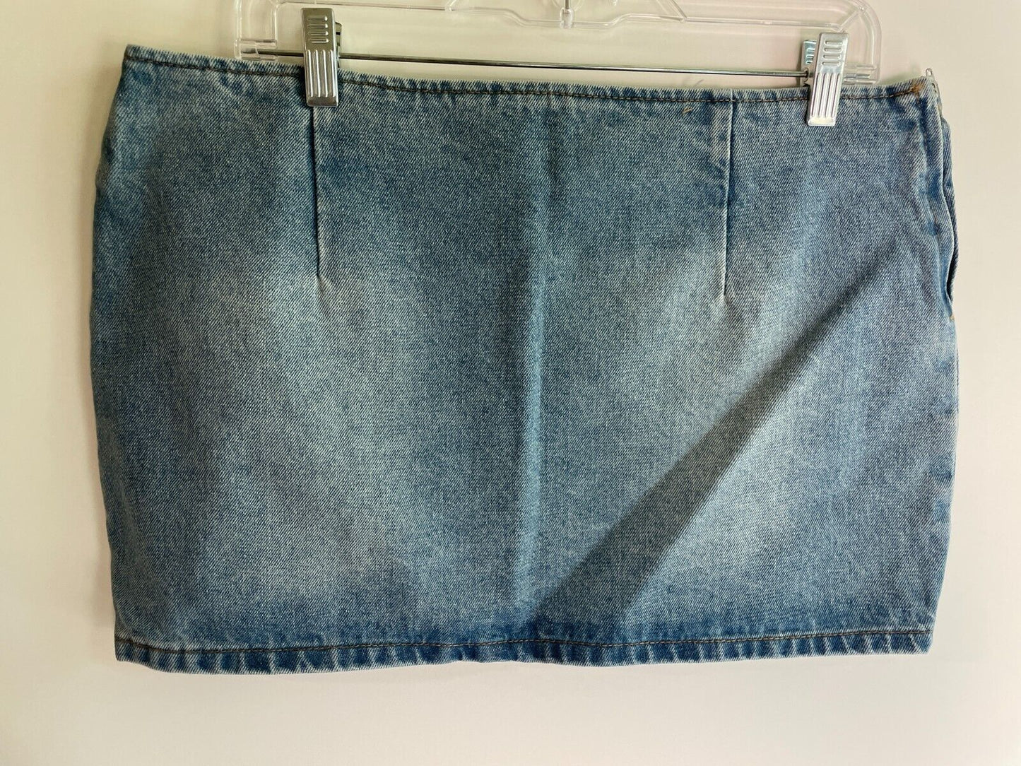 Edikted Women's L Katrina Slitted Denim Jean Mini Skirt Blue Zip Closure S14151