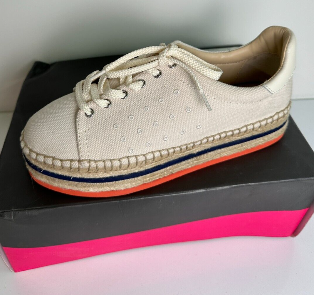 Vince Camuto Women's 7M Jannel Espadrille Platform Lace Up Sneaker Warm White