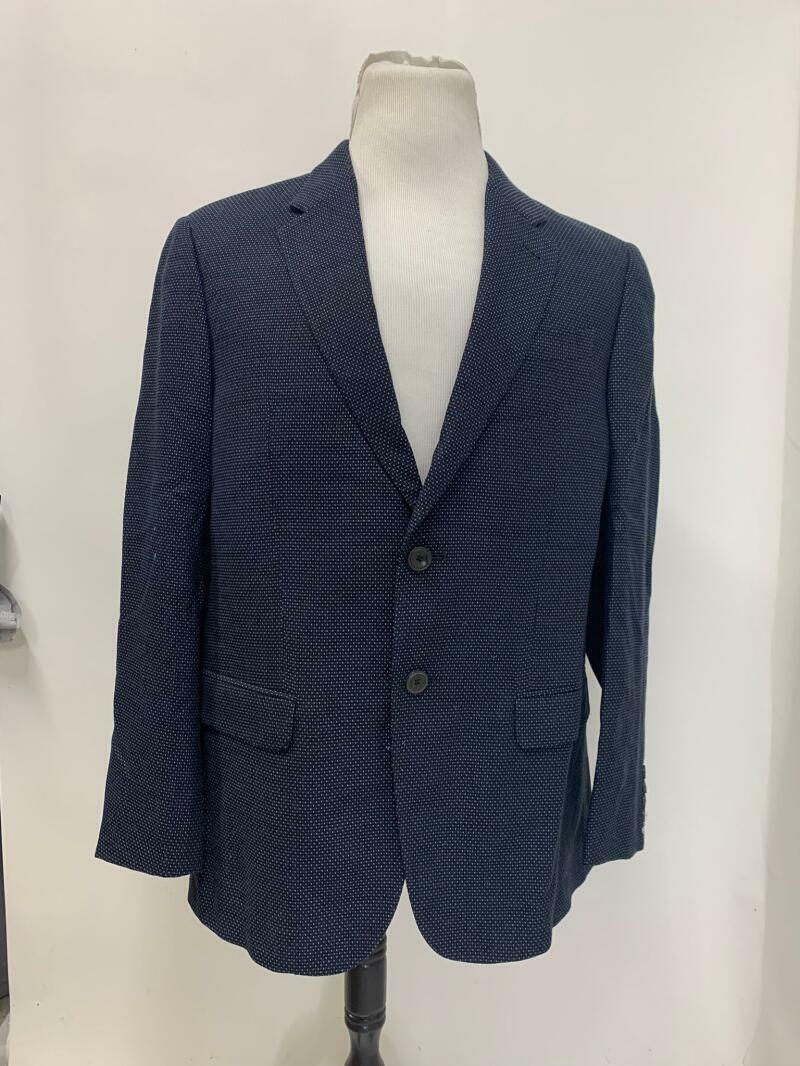 Emporio Armani Mens 46R Navy Blue Geometric Dot Blazer Sport Coat Jacket 44R
