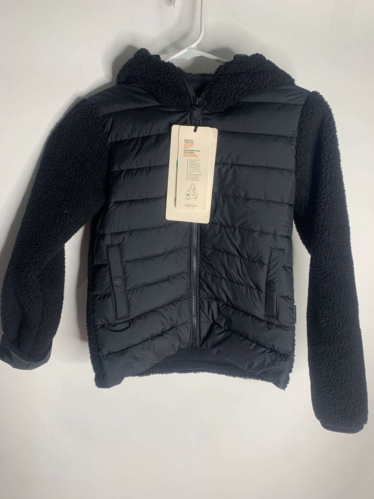 Save the Duck Boys Youth Kids Derik Hooded Recycled Jacket Sherpa Puffer Quilted