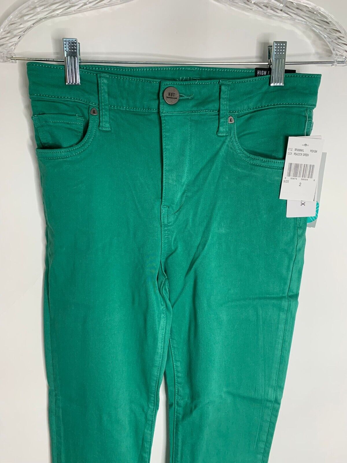 Kut from the Kloth Womens 2 Peacock Green High Rise Ankle Skinny Jeans Bhody