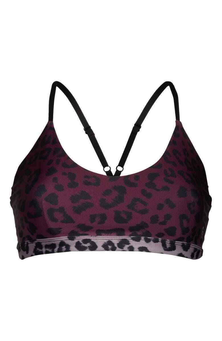 Good American Womens 0 Ombre Purple Leopard Print Sports Bra Barely There Scoop