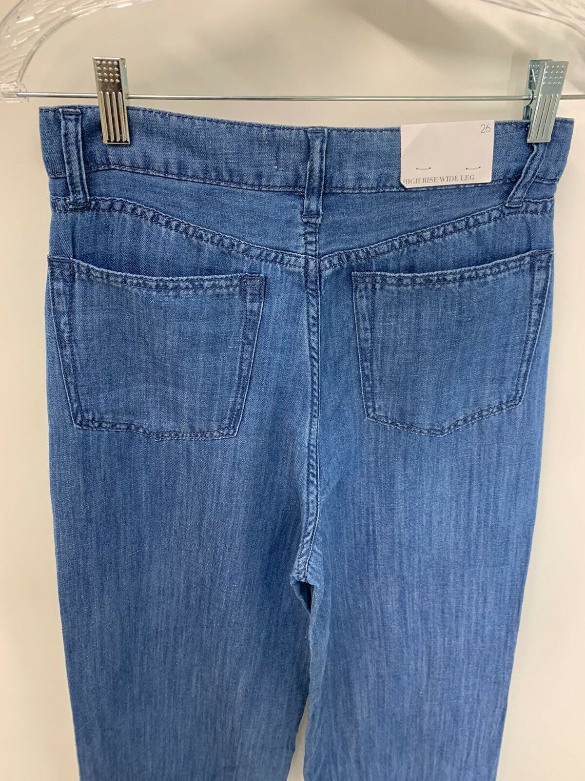 WeWoreWhat Womens 26 High Rise Wide Leg Jeans Linen Pant Houston Wash 27