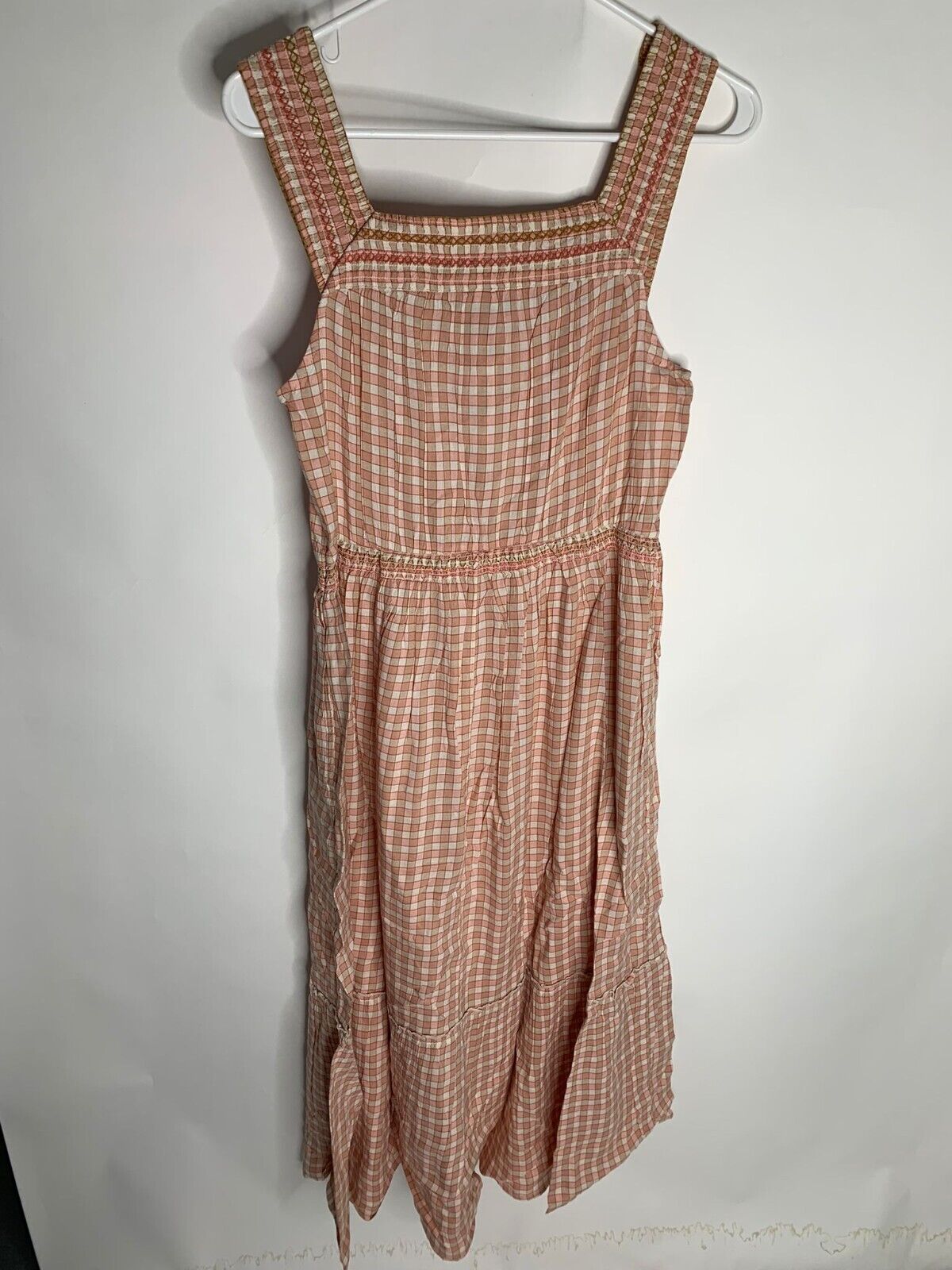 Old Navy Womens M Pink Sleeveless Waist-Defined Embroidered Clip-Dot Maxi Dress