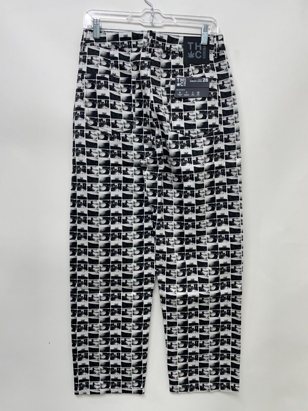 Afends Womens 28 Chaos Shelby Hemp Printed Long Pants Black Straight Cannabis