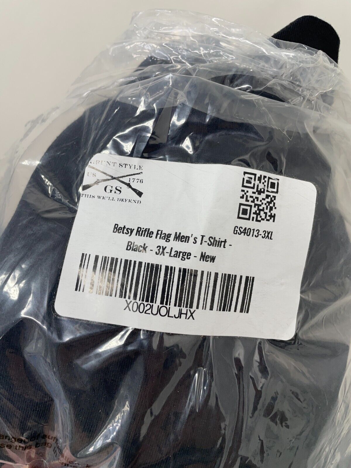 Grunt Style Mens XXXL Betsy Rifle Flag T-Shirt Black Ringspun Cotton GS4013