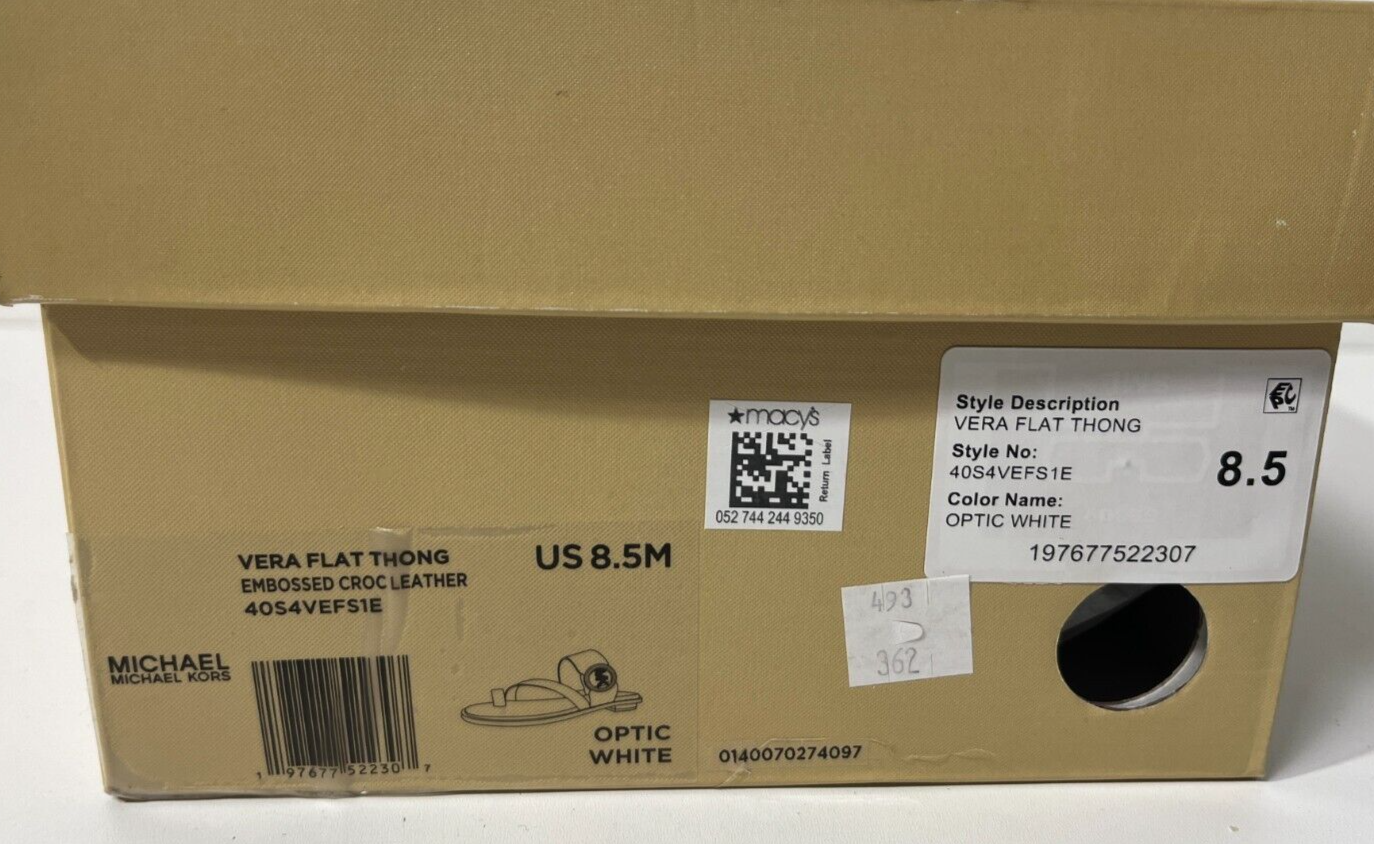 Michael Kors MMK Women's 8.5M Vera Slip-On Toe-Ring Slide Sandals Optic White